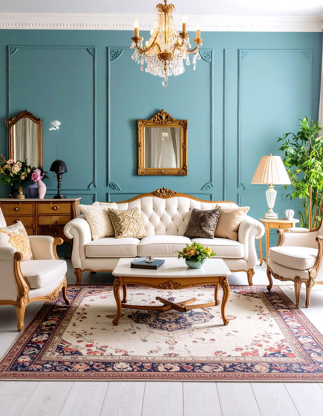 Vintage Eclectic White Couch Salon - 20 White Couch Living Room Ideas