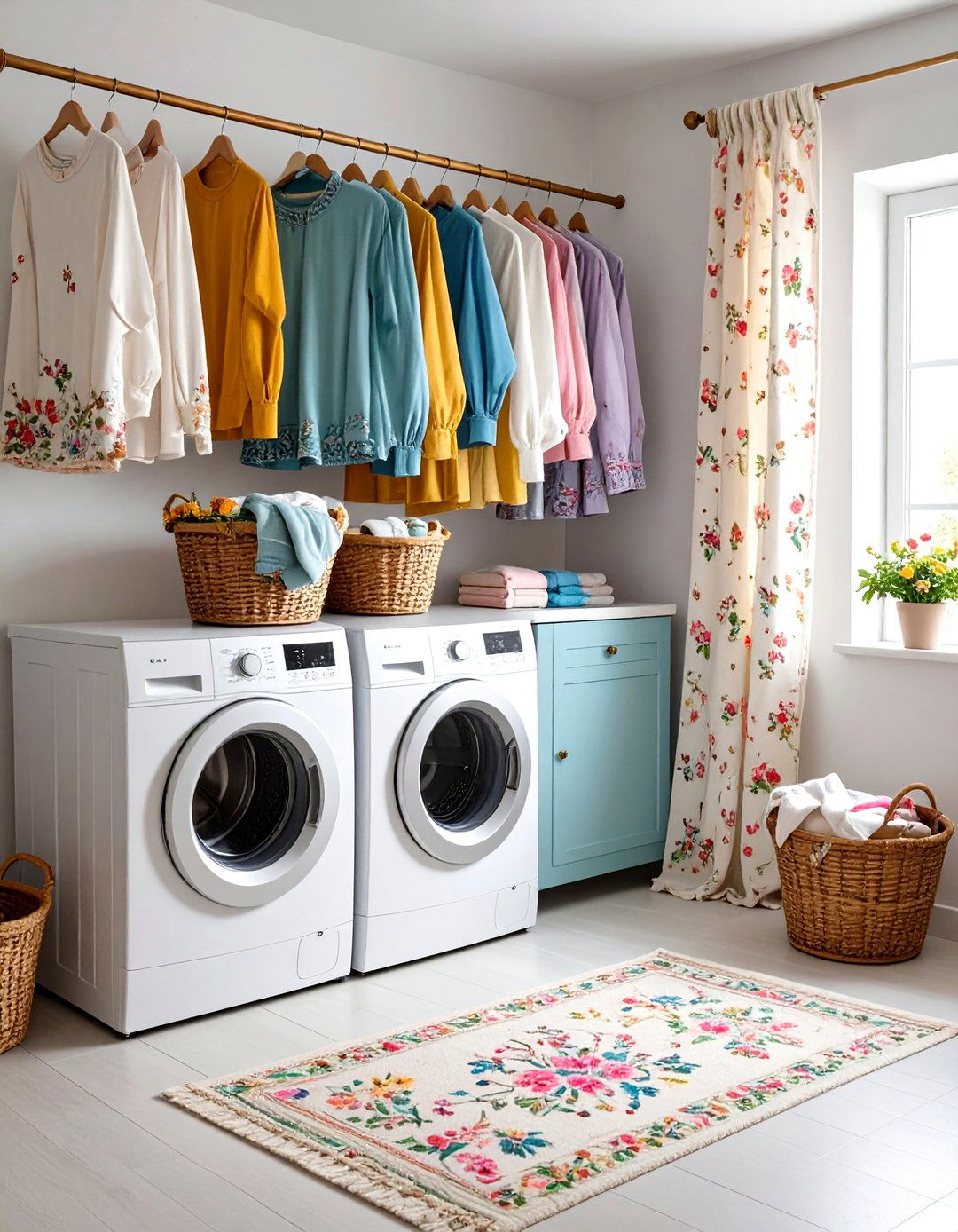Vintage Embroidered Laundry Room Curtain Heritage - 20 Laundry Room Curtain Ideas