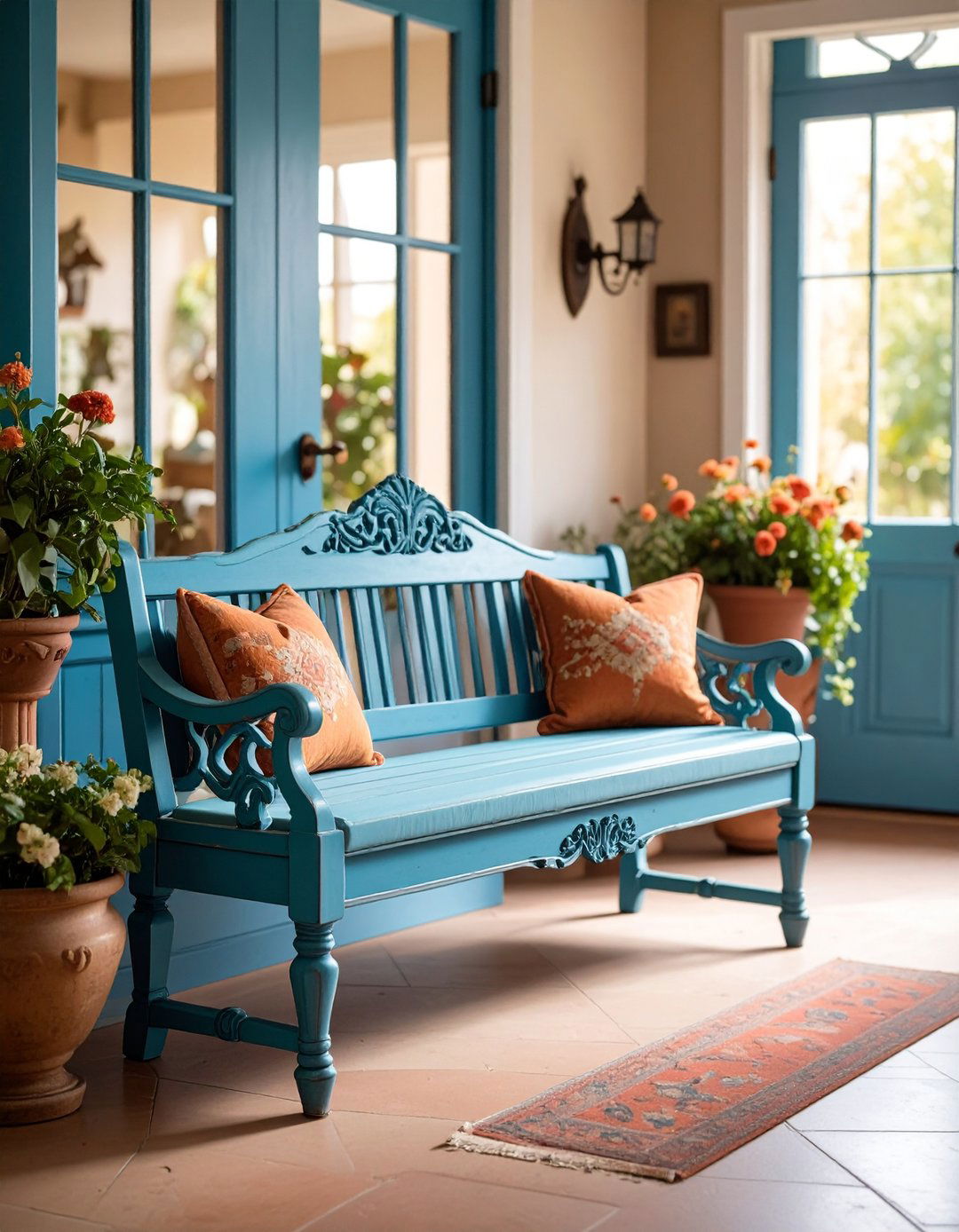 Vintage Entryway Bench with Antique Styling - 20 Entryway Bench Ideas