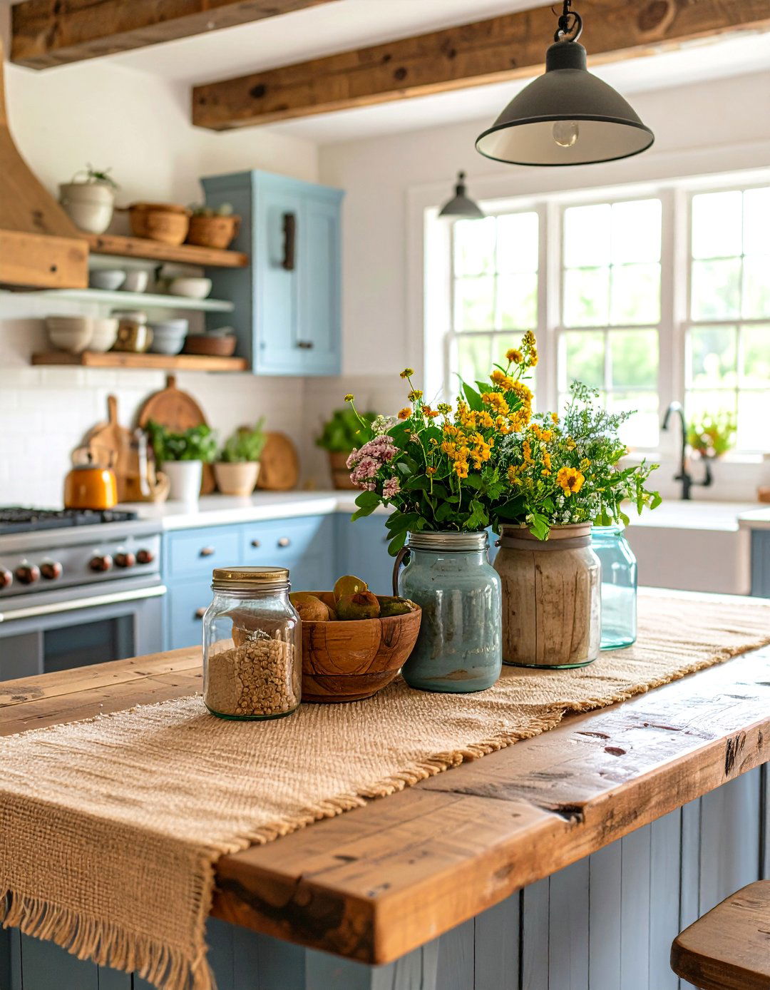 Vintage Farmhouse Kitchen Island Centerpiece - 20 Kitchen Island Centerpiece Ideas