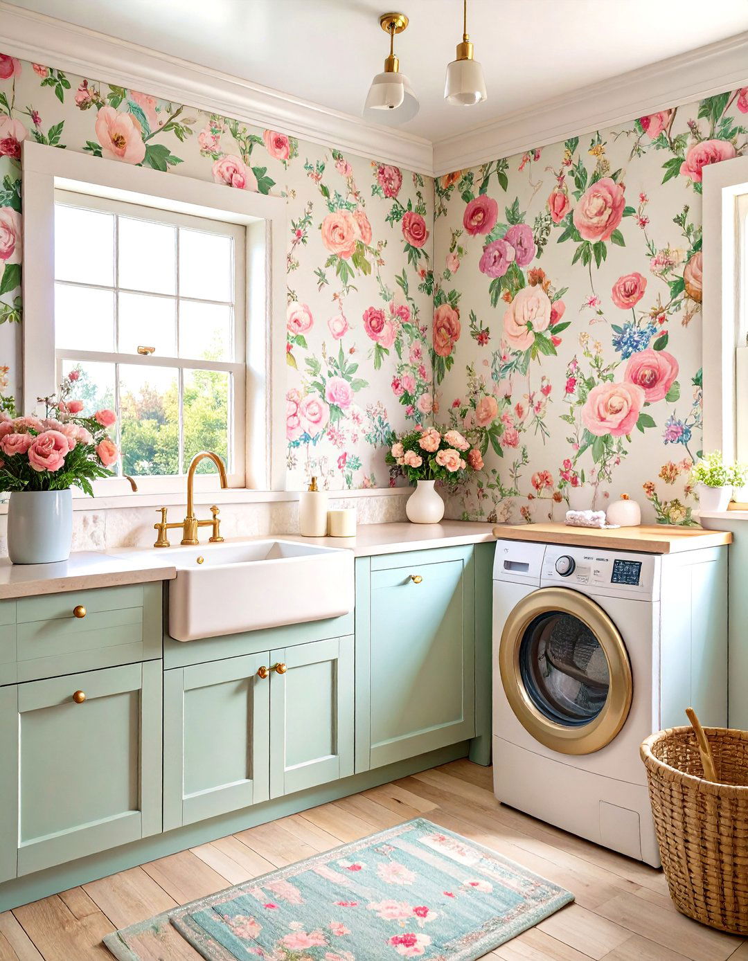 Vintage Floral Laundry Room Wallpaper Charm - 20 Laundry Room Wallpaper Ideas