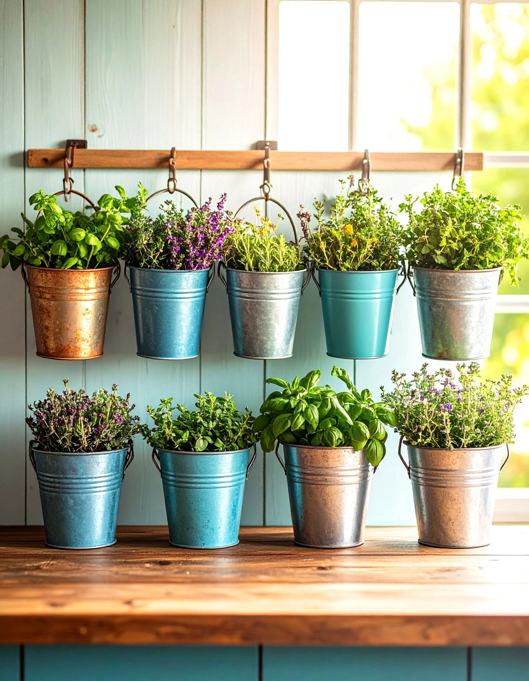 Vintage Galvanized Bucket Wall Planter Garden - 20 Rustic Wall Decor Ideas