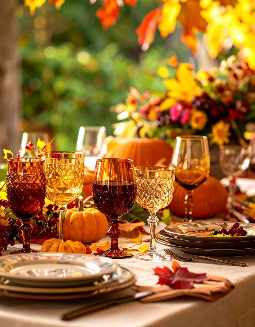 Vintage Glassware Friendsgiving Charm - 20 Friendsgiving Decor Ideas