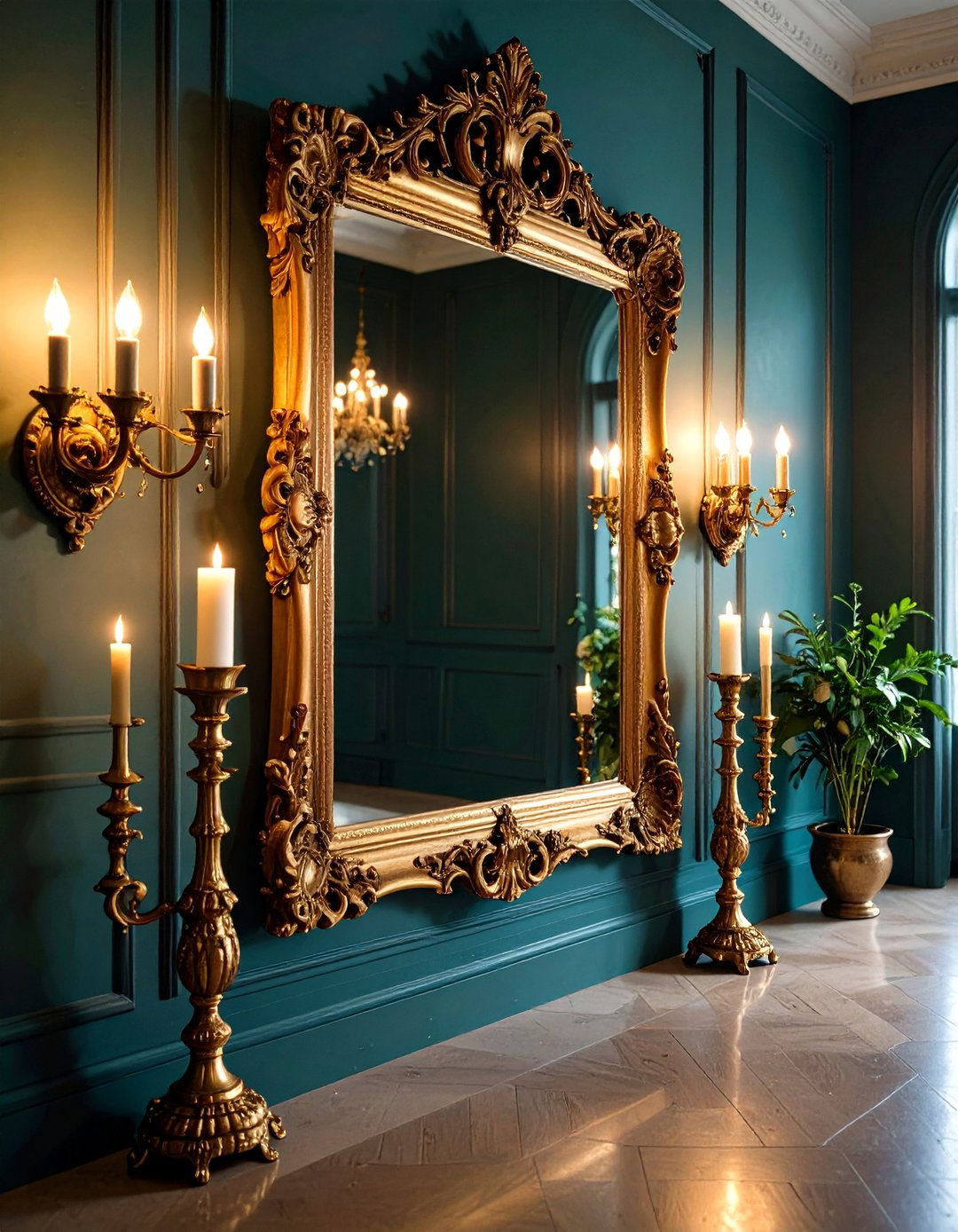 Vintage Gold Framed Hallway Mirror - 20 hallway mirror ideas