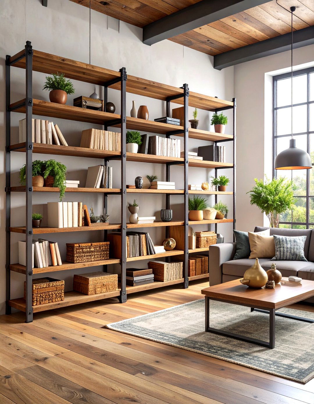 Vintage Industrial Living Room Bookshelf Style - 20 Living Room Bookshelf Ideas