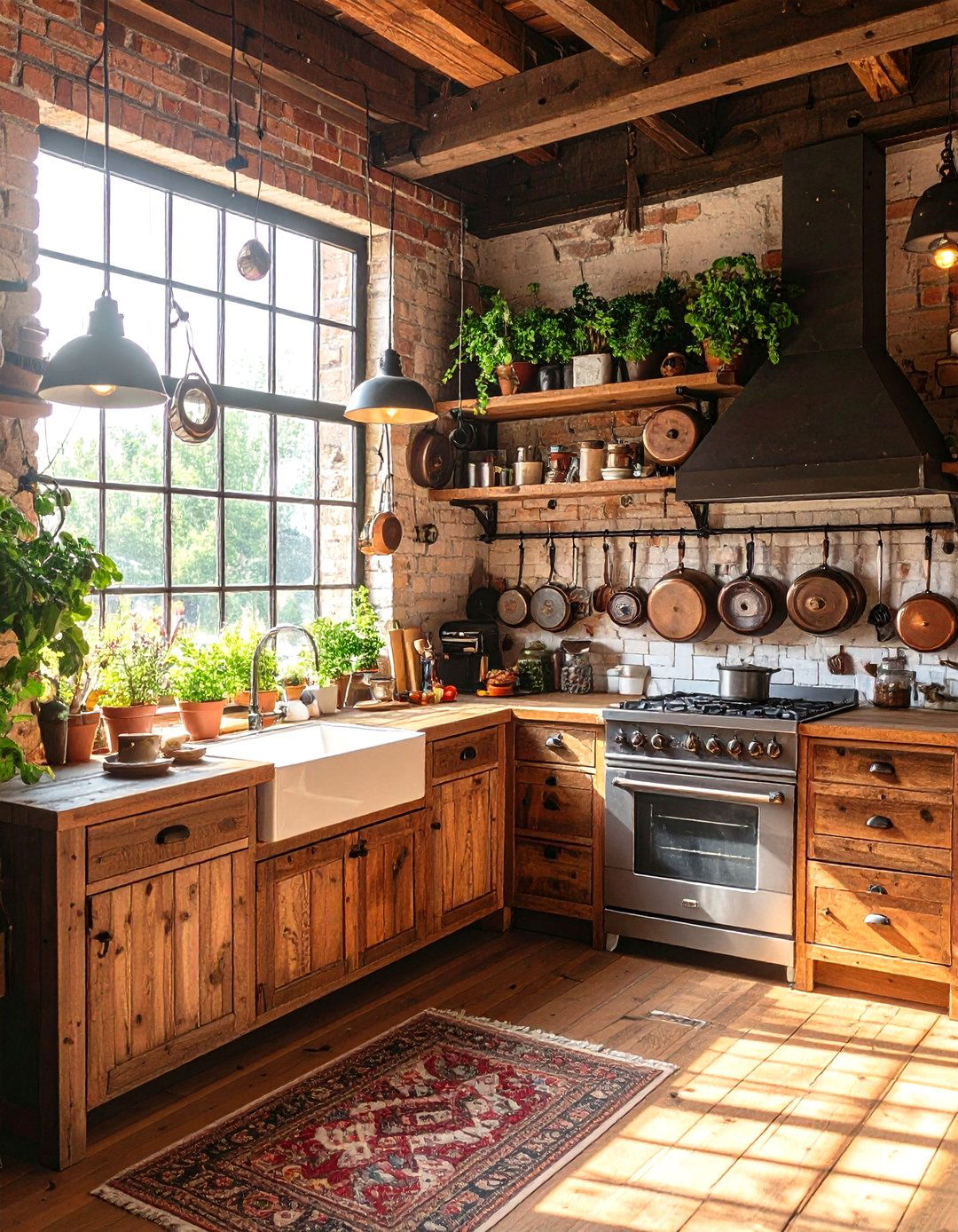 Vintage Industrial Rustic Kitchen with Antique Machinery Elements - 20 Rustic Kitchen Ideas