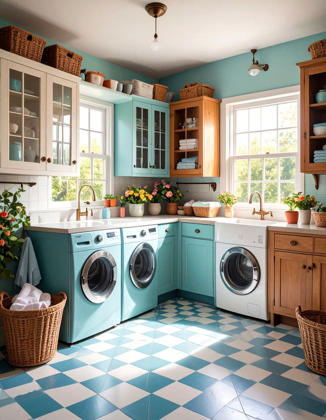 Vintage Inspired Laundry Closet with Retro Charm - 20 Laundry Closet Ideas