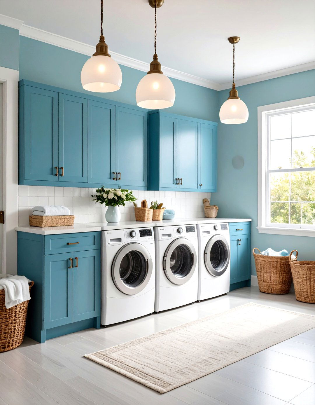 Vintage Inspired Laundry Room Lighting with Milk Glass Shades - 20 Laundry Room Lighting Ideas