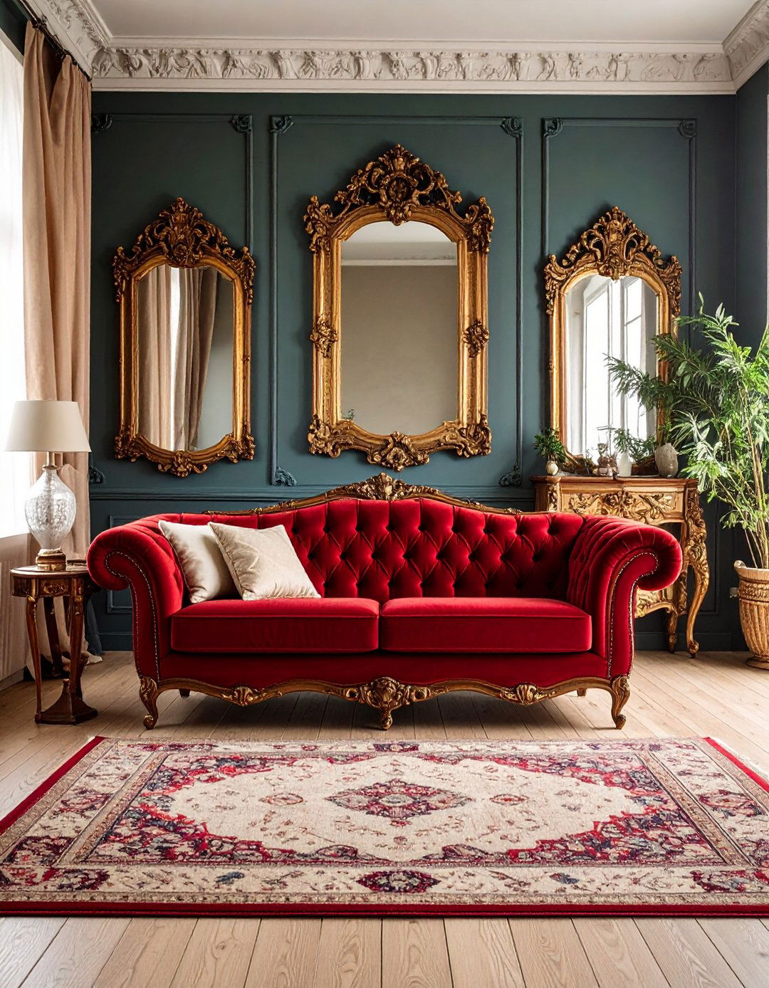 Vintage Inspired Red Couch Living Room - 20 Red Couch Living Room Ideas