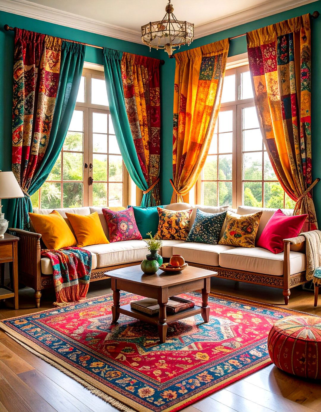 Vintage Kantha Quilt Curtain for One of a Kind Charm - 20 Boho Curtain Ideas