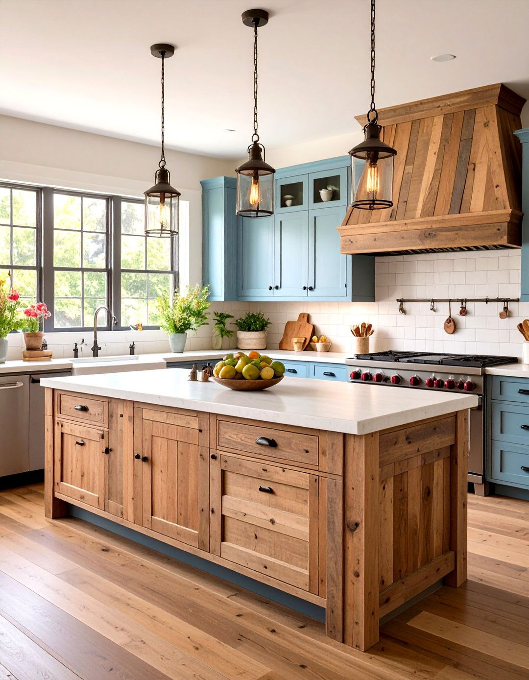 Vintage Kitchen Shiplap Island with Reclaimed Materials - 20 Kitchen Shiplap Ideas With Kitchen Island Ideas