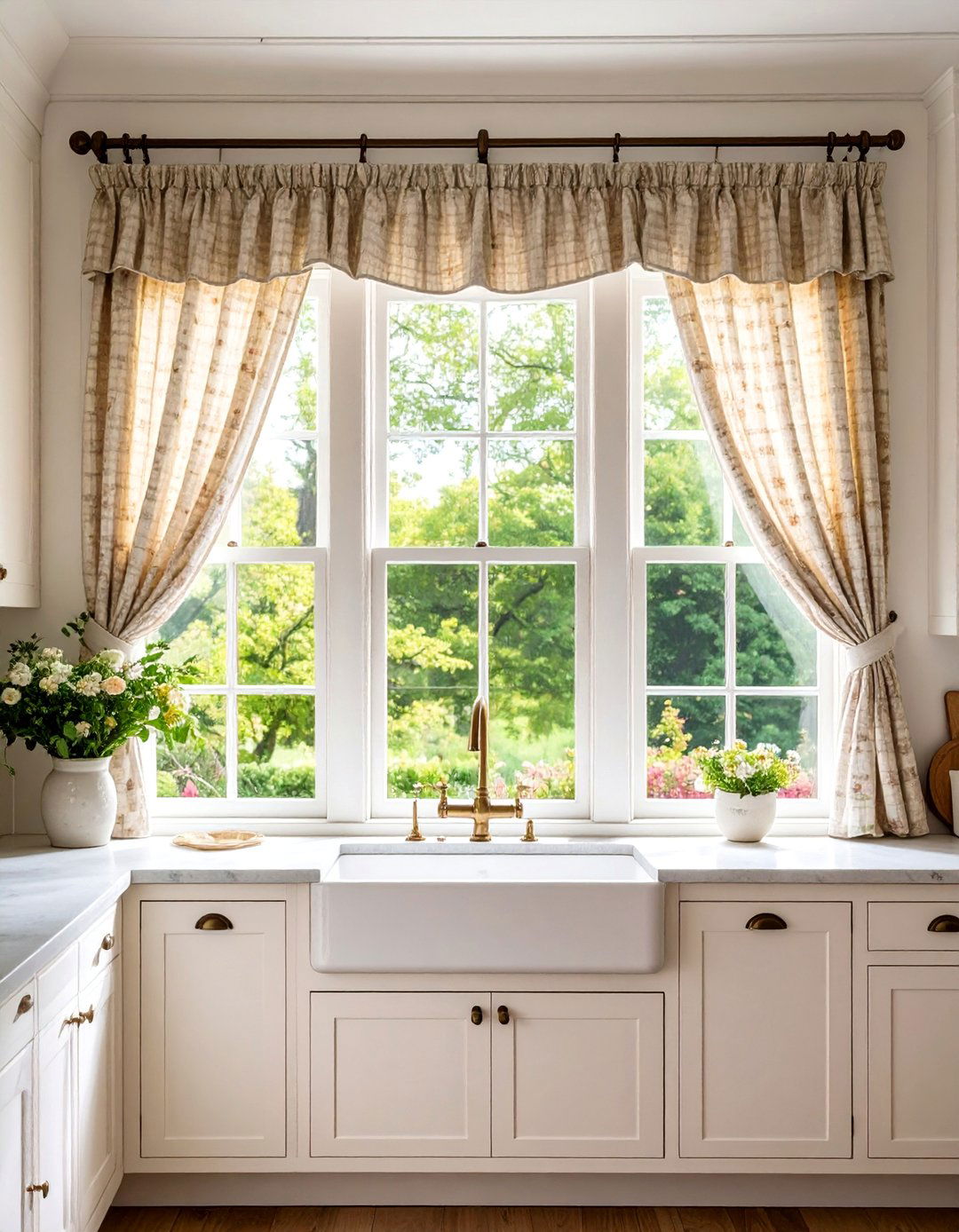 Vintage Kitchen Window Cafe Curtain Design - 20 Kitchen Window Ideas