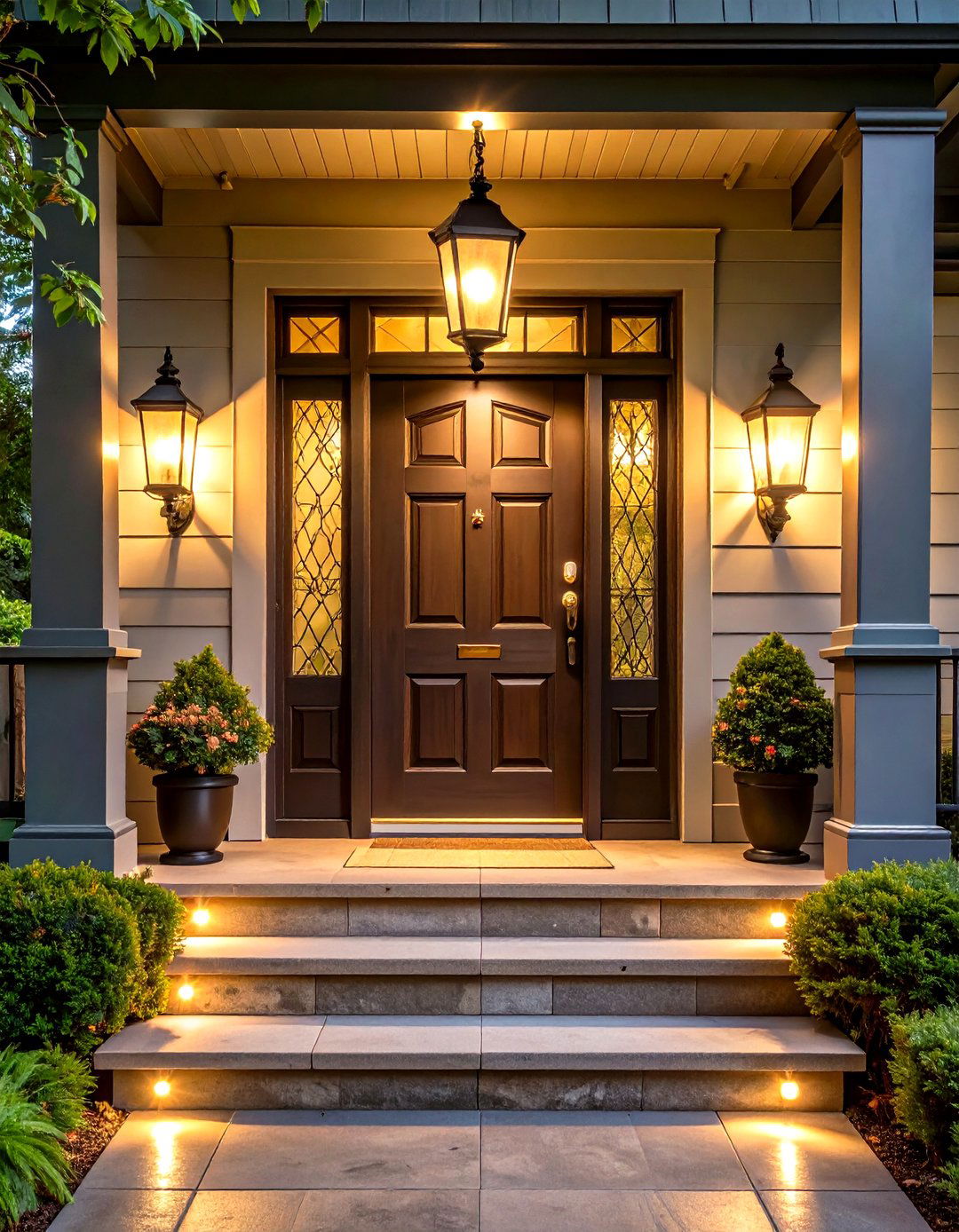 Vintage Lantern Lighting Accent - 20 Dark Green Front Door Ideas