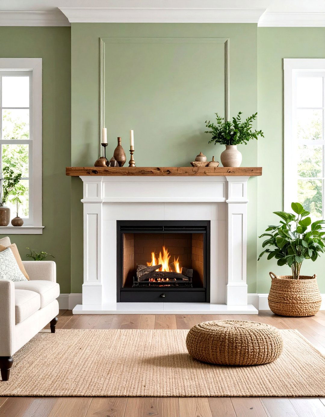 Vintage Mantel Meets Modern Electric Insert - 20 Electric Fireplace Ideas