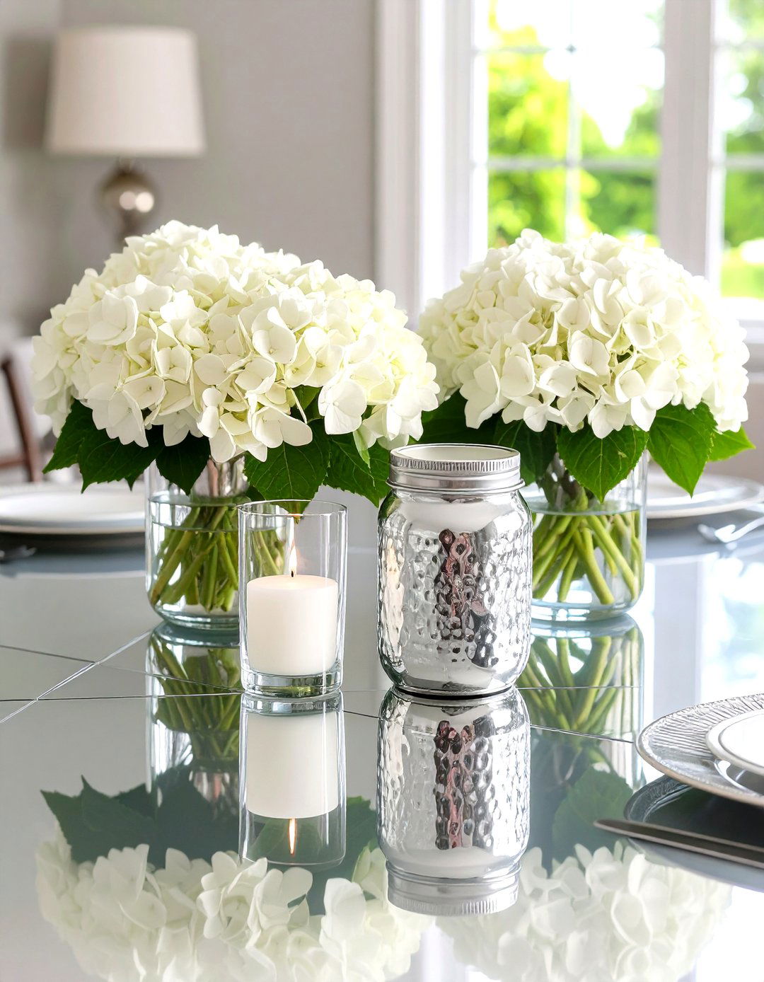 Vintage Mercury Glass Shine - 20 Mason Jar Centerpiece Ideas