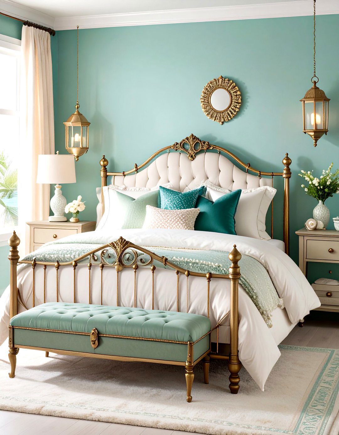 Vintage Mermaid Bedroom with Antique Brass and Pearls - 20 Mermaid Bedroom Ideas