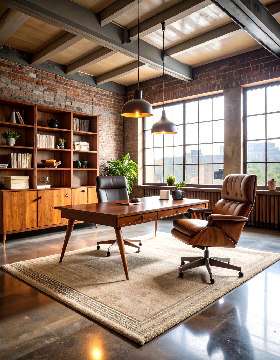 Vintage Mid Century Loft Office Design - 20 Loft Office Ideas
