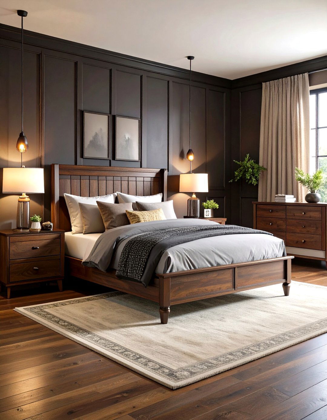 Vintage Modern Mix Refreshes a Dark Wood Bedroom