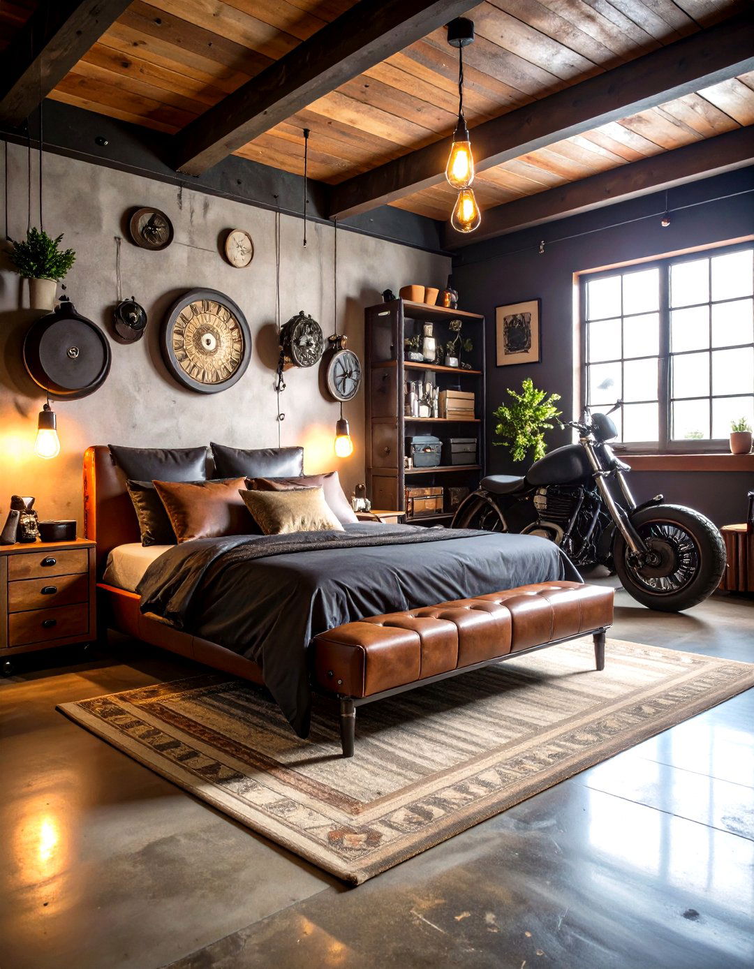 Vintage Motorcyle Mens Bedroom - 20 Men's Bedroom Ideas