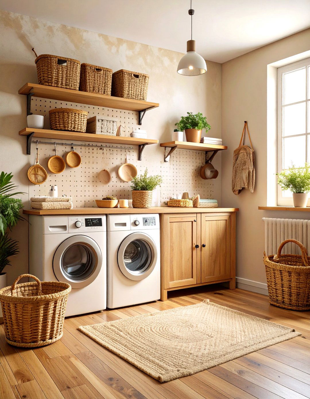 Vintage Pegboard Laundry Room Organization - 20 Rustic Laundry Room Ideas