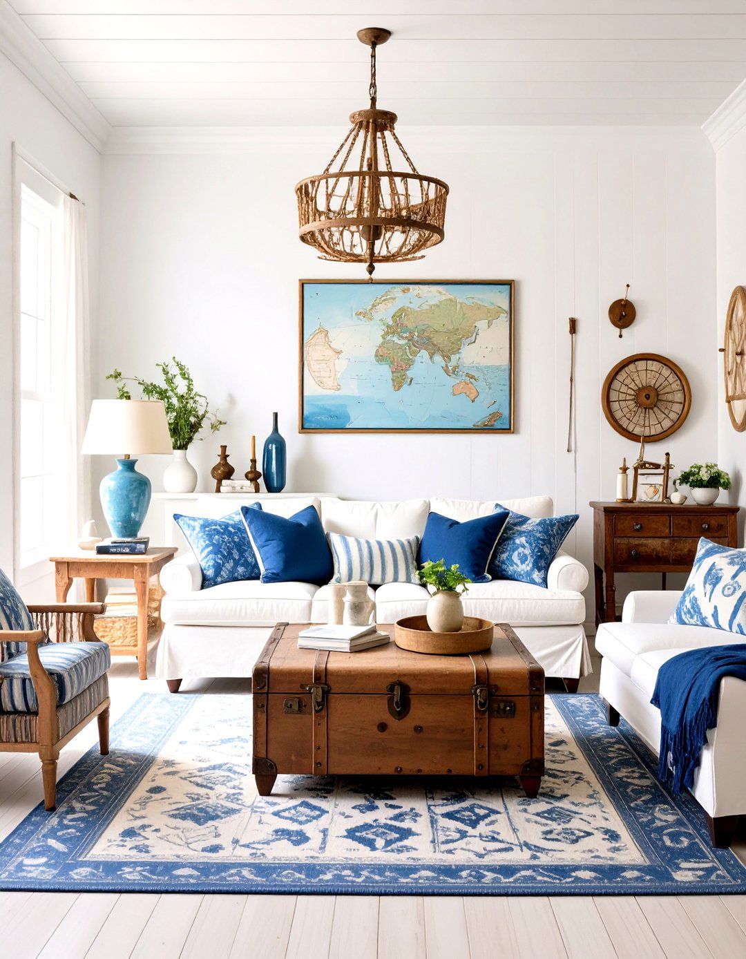 Vintage Pieces Tell Stories in a Hamptons Living Room - 20 Hamptons Living Room Ideas