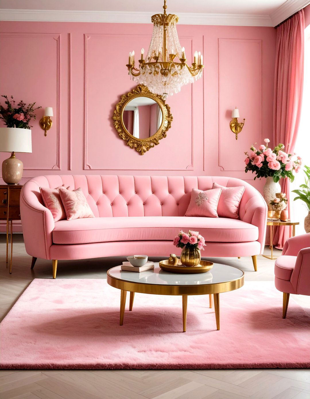 Vintage Pink Living Room with Nostalgic Revival - 20 Pink Living Room Ideas