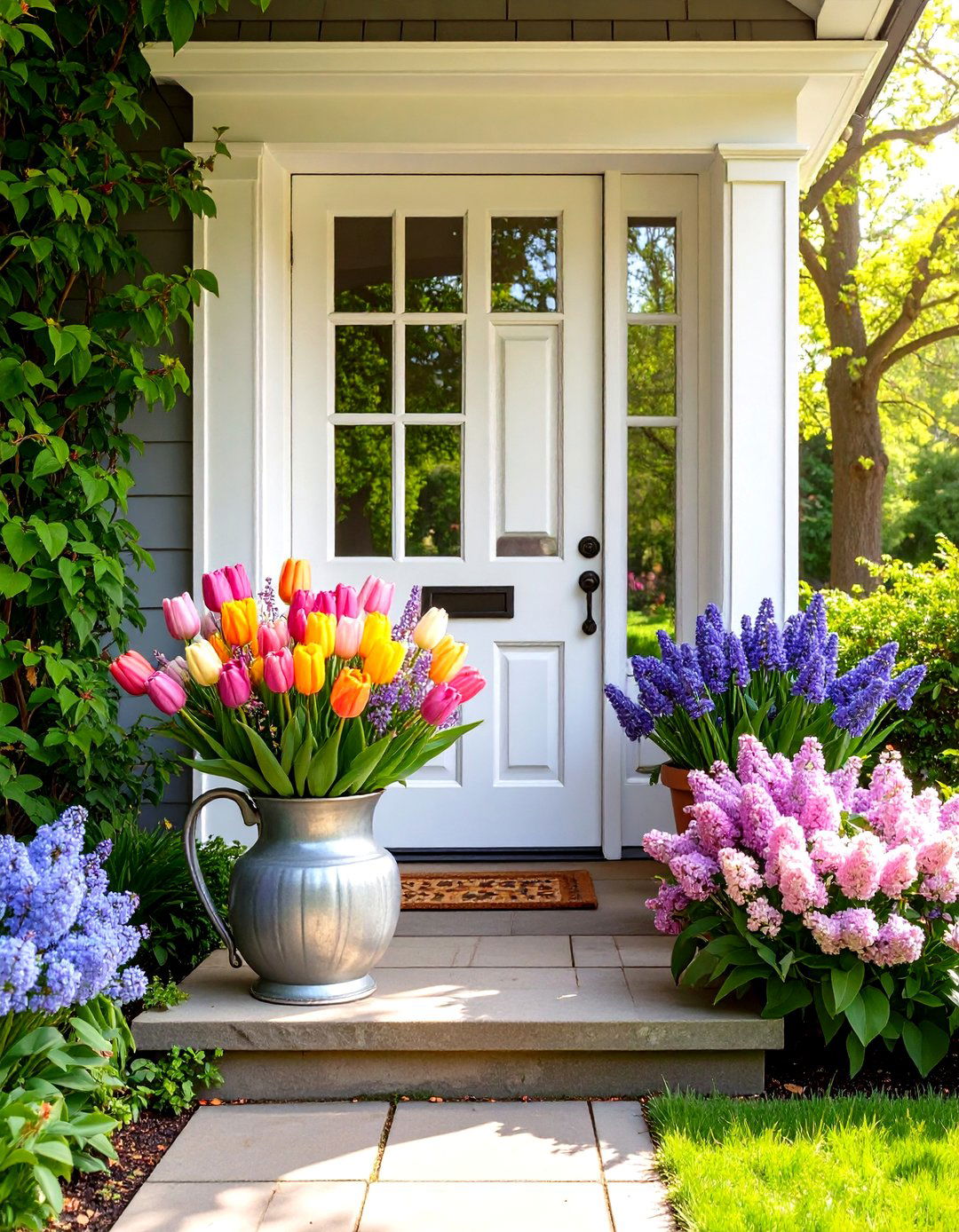 Vintage Pitcher Flower Display - 20 Spring Front Door Decor Ideas
