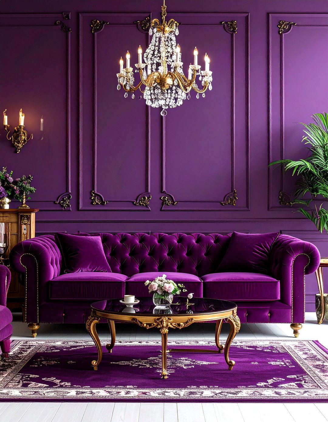 Vintage Purple Living Room with Rich Burgundy - 20 Purple Living Room Ideas