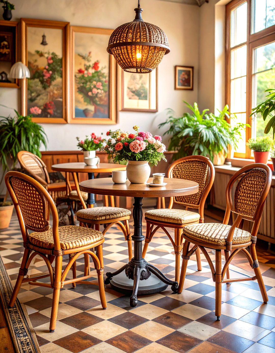 Vintage Rattan Cafe Parisian Dining Room - 20 Parisian Dining Room Ideas