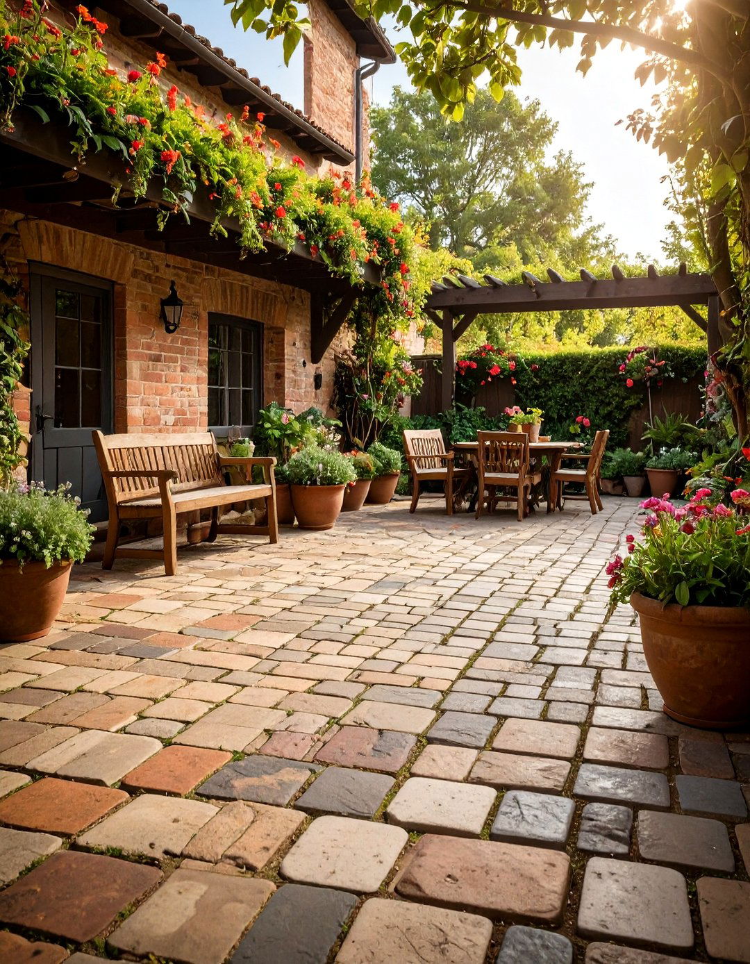 Vintage Reclaimed Cobblestone Patio - 20 cobblestone patio ideas