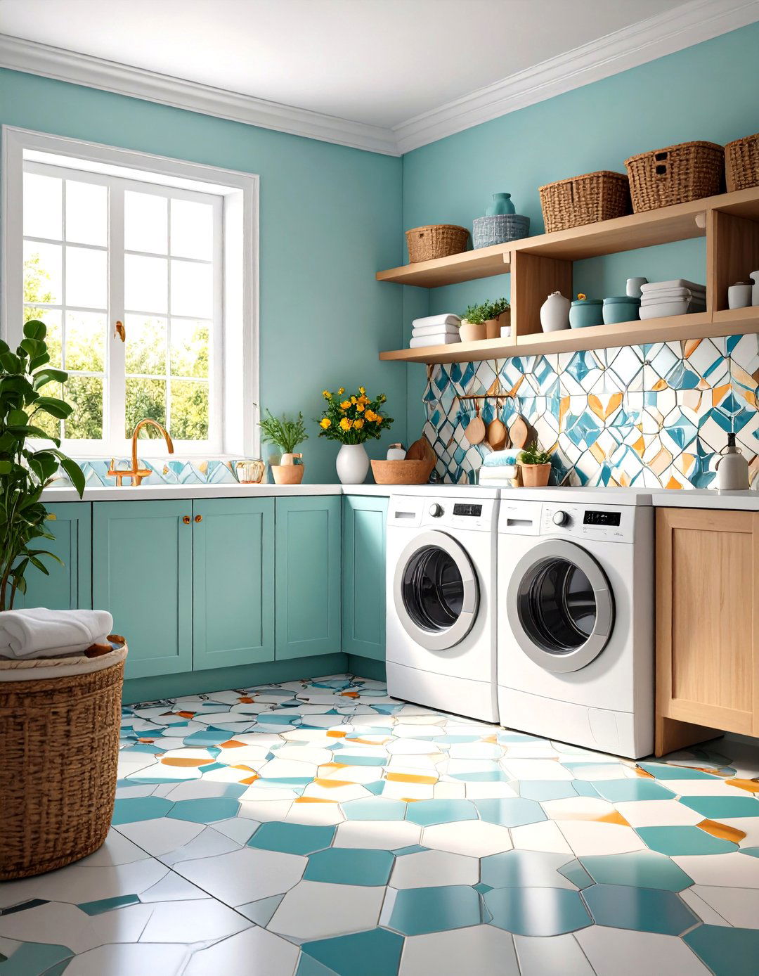 Vintage Reproduction Laundry Room Tile Nostalgic Design - 20 Laundry Room Tile Ideas