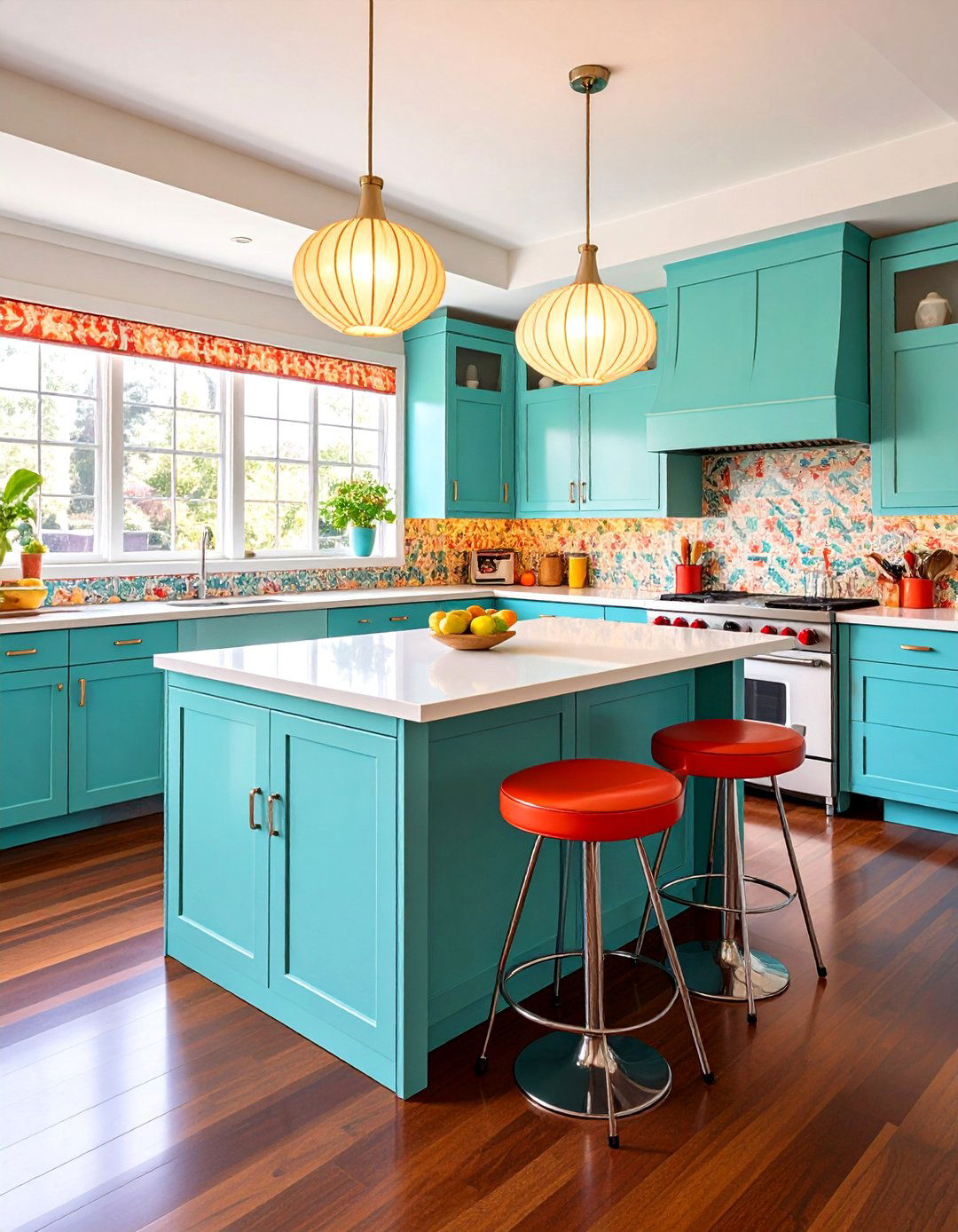 Vintage Retro Kitchen With Dark Wood Floors and Mid Century Elements - 20 Kitchen With Dark Wood Floors