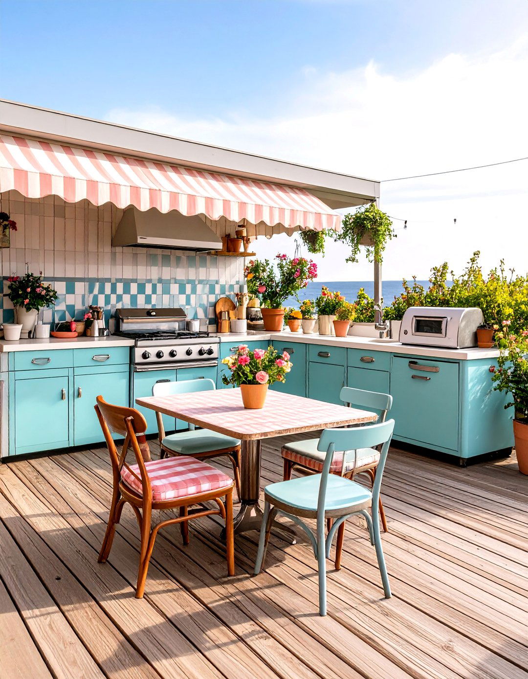 Vintage Retro Outdoor Kitchen on Deck - 20 Outdoor Kitchen on Deck
