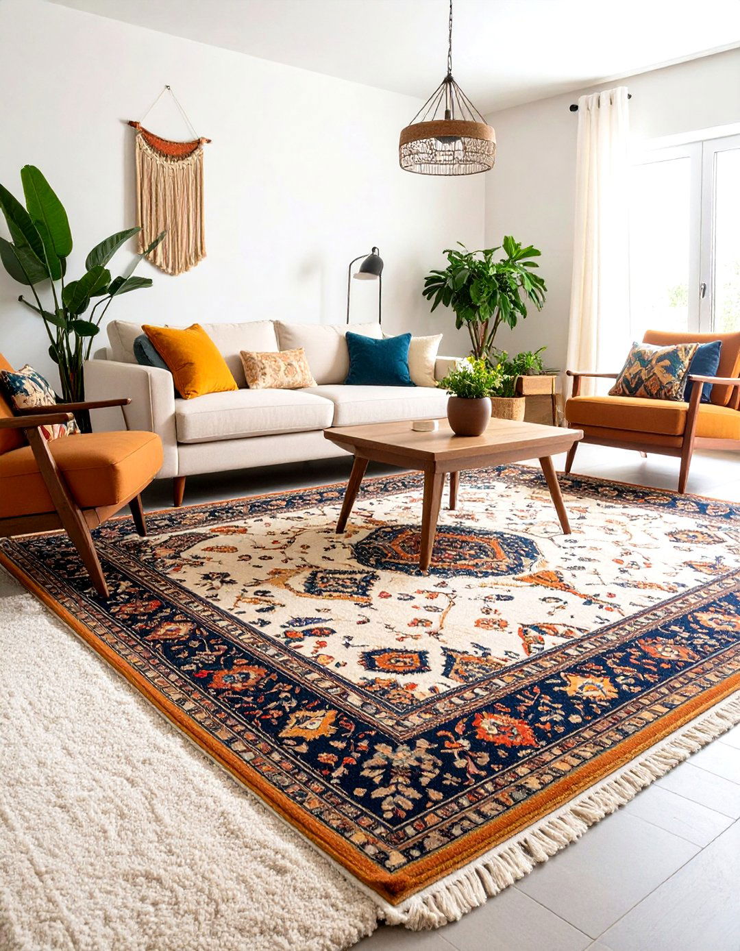 Vintage Rug Integration in Transitional Living Room Design - 20 Transitional Living Room Ideas