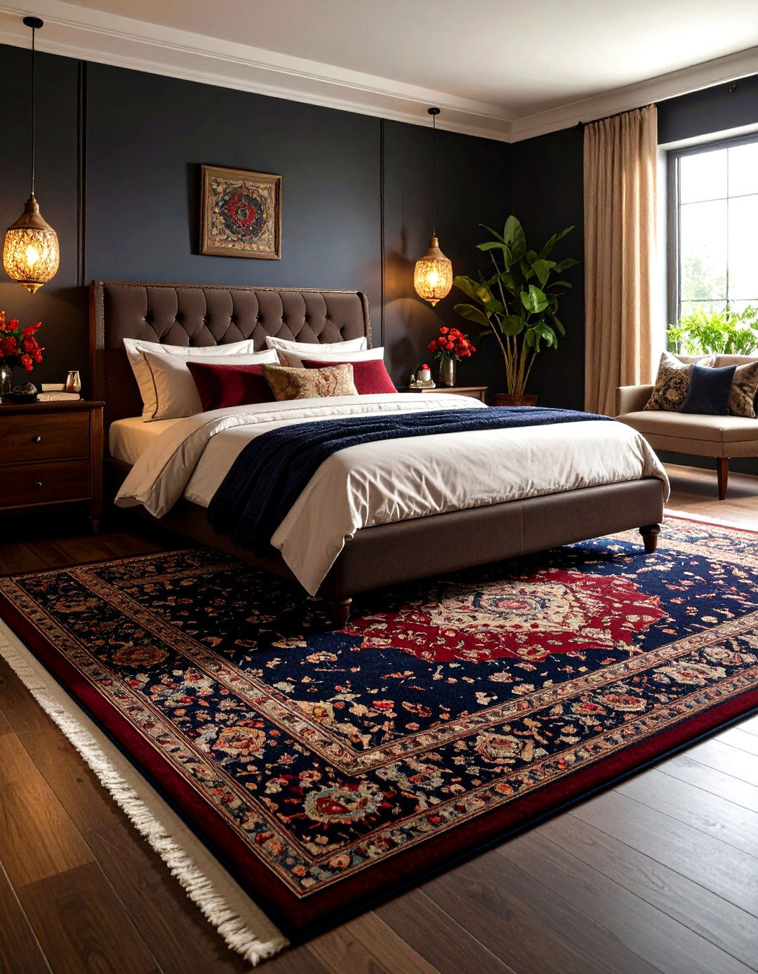 Vintage Rugs for Warmth Underfoot - 20 Dark Bedroom Ideas