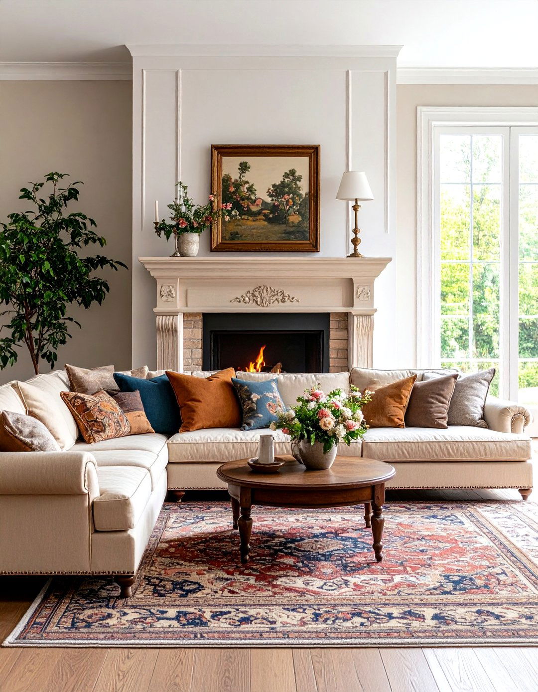 Vintage Sectional Fireplace Nostalgia - 20 Living Room Ideas With Sectionals and Fireplace