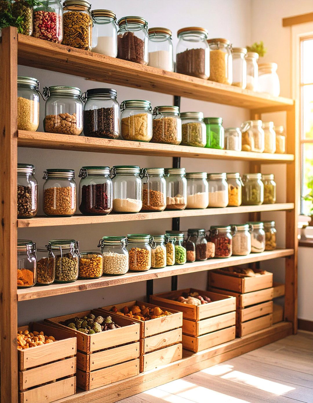 Vintage Style Open Pantry with Repurposed Elements - 20 Open Pantry Ideas