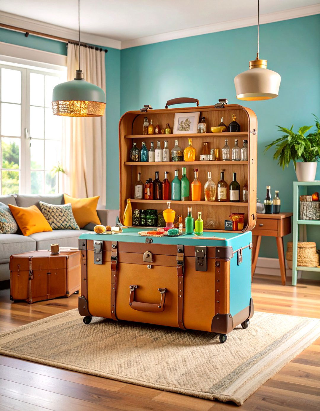 Vintage Suitcase Mini Home Bar - 20 Home Bar Ideas On A Budget