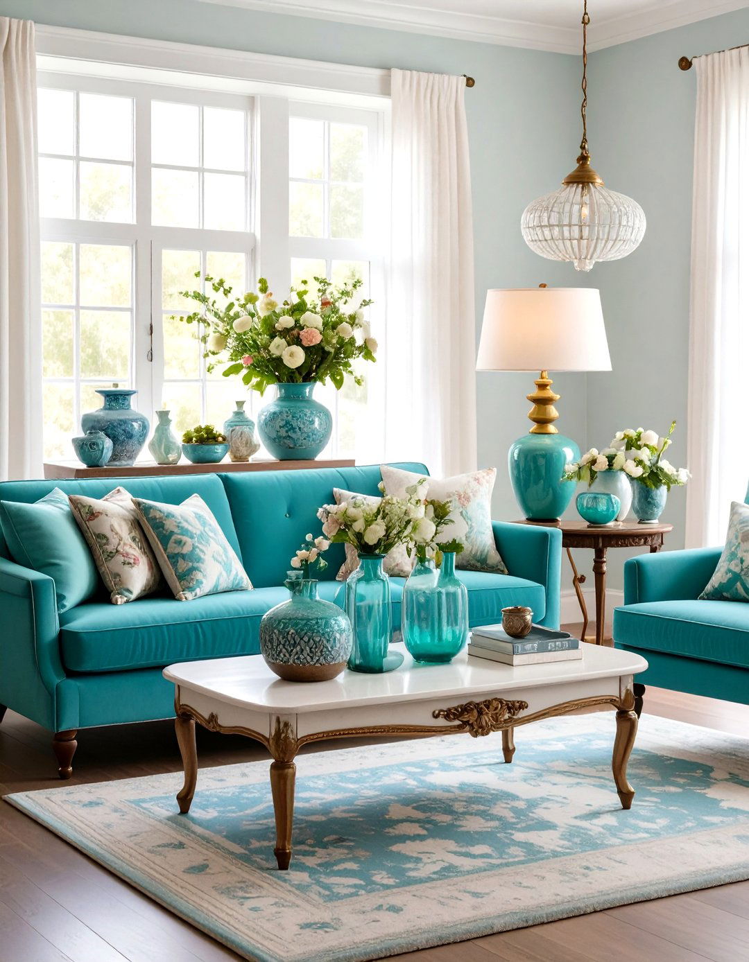 Vintage Turquoise Accessories - 20 Turquoise Living Room Ideas