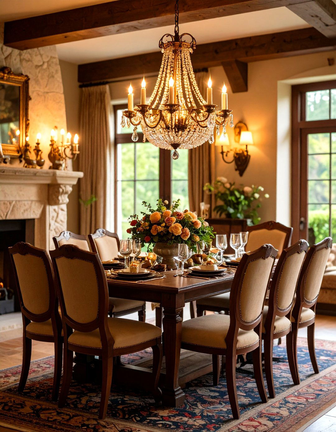 Vintage Wall Sconces and Candlelight Soften Evenings - 20 French Country Dining Room Ideas