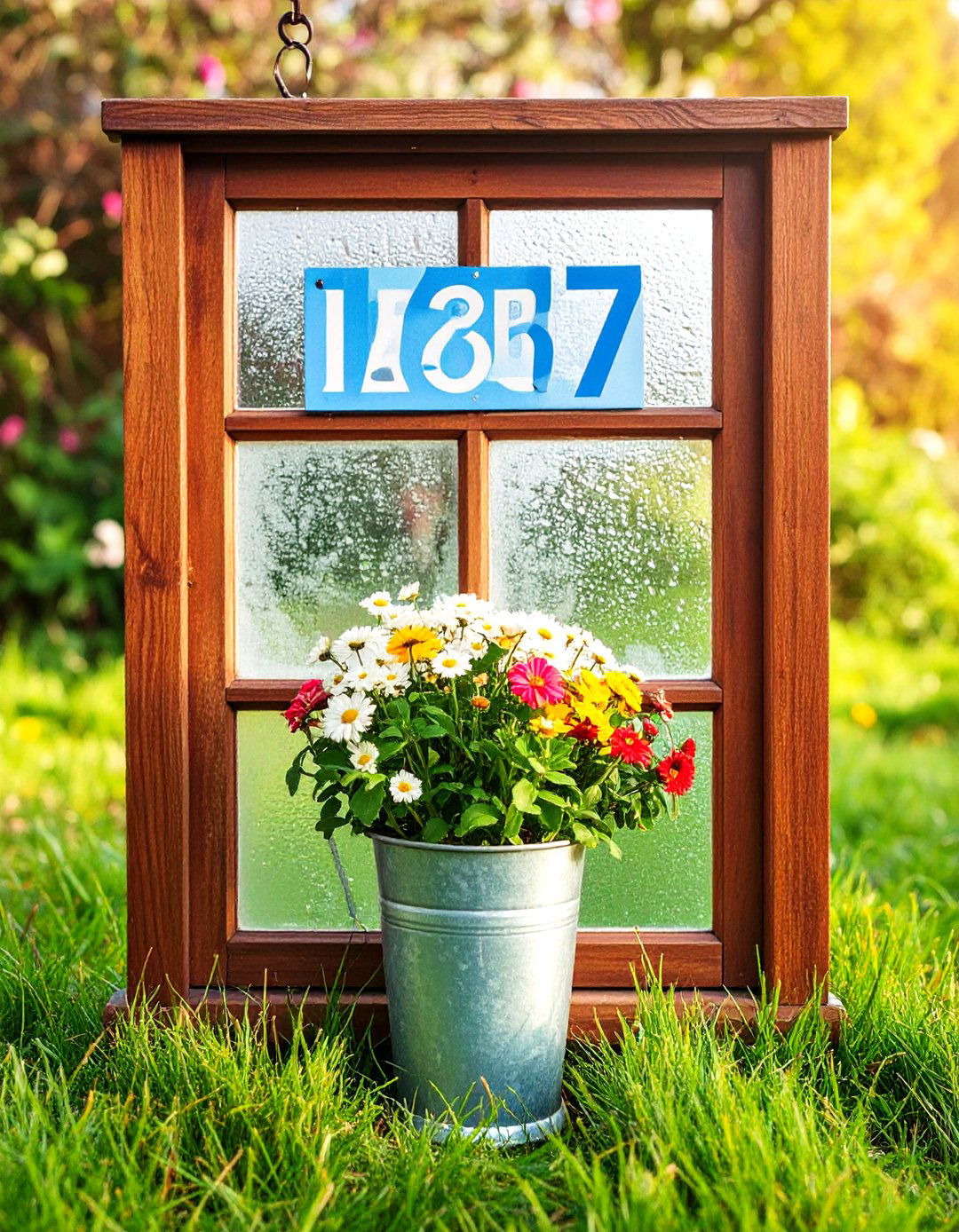 Vintage Window Frame Message - 20 Garden Sign Ideas