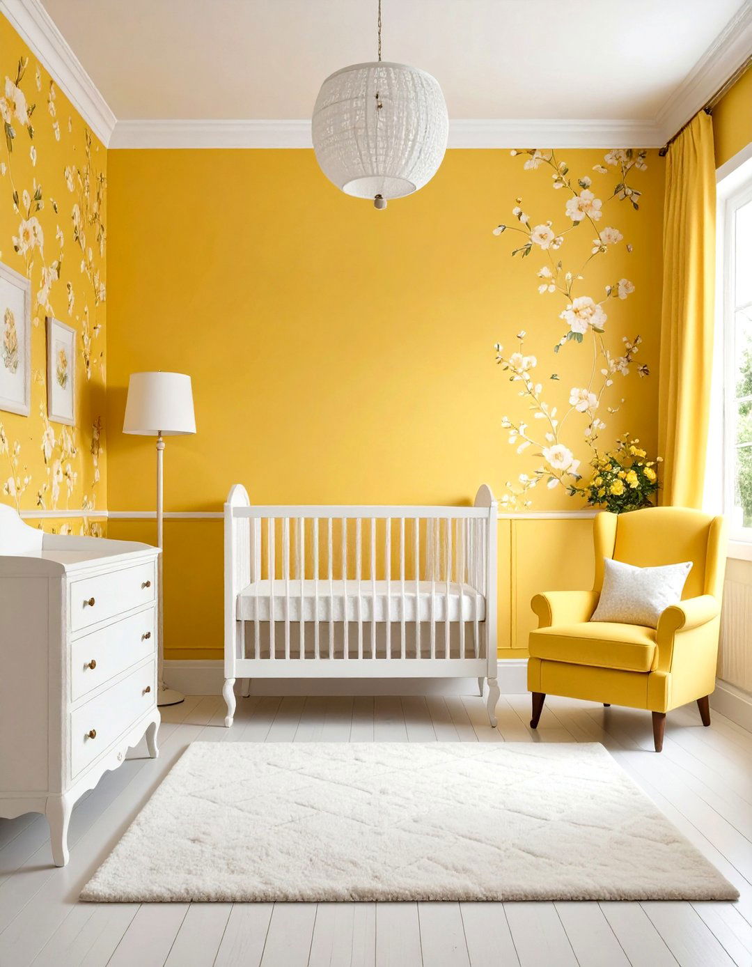 Vintage Yellow Nursery Wallpaper Design - 20 Yellow Nursery Ideas