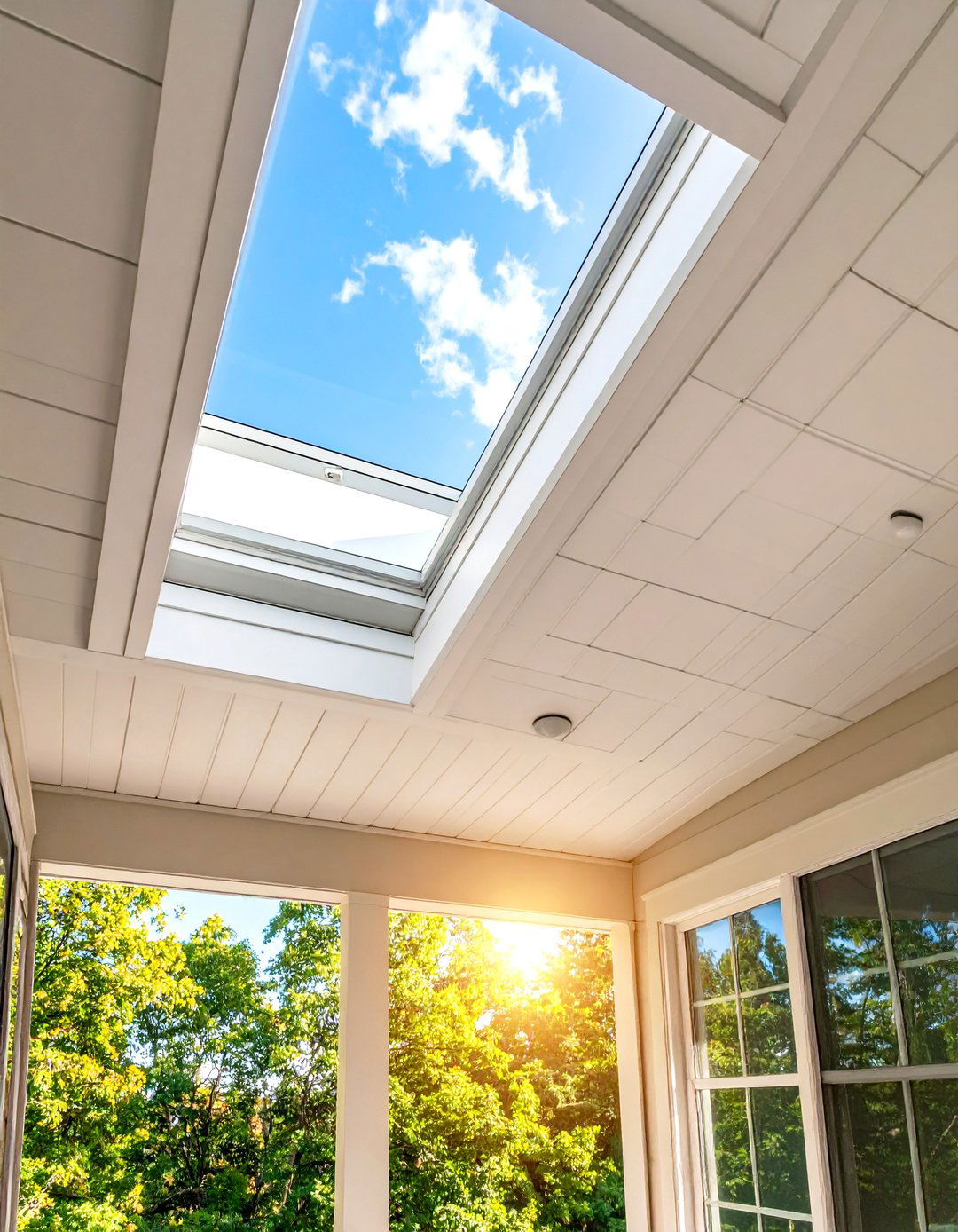 Vinyl Ceiling with Skylights for Extra Light - 20 Vinyl Porch Ceiling Ideas