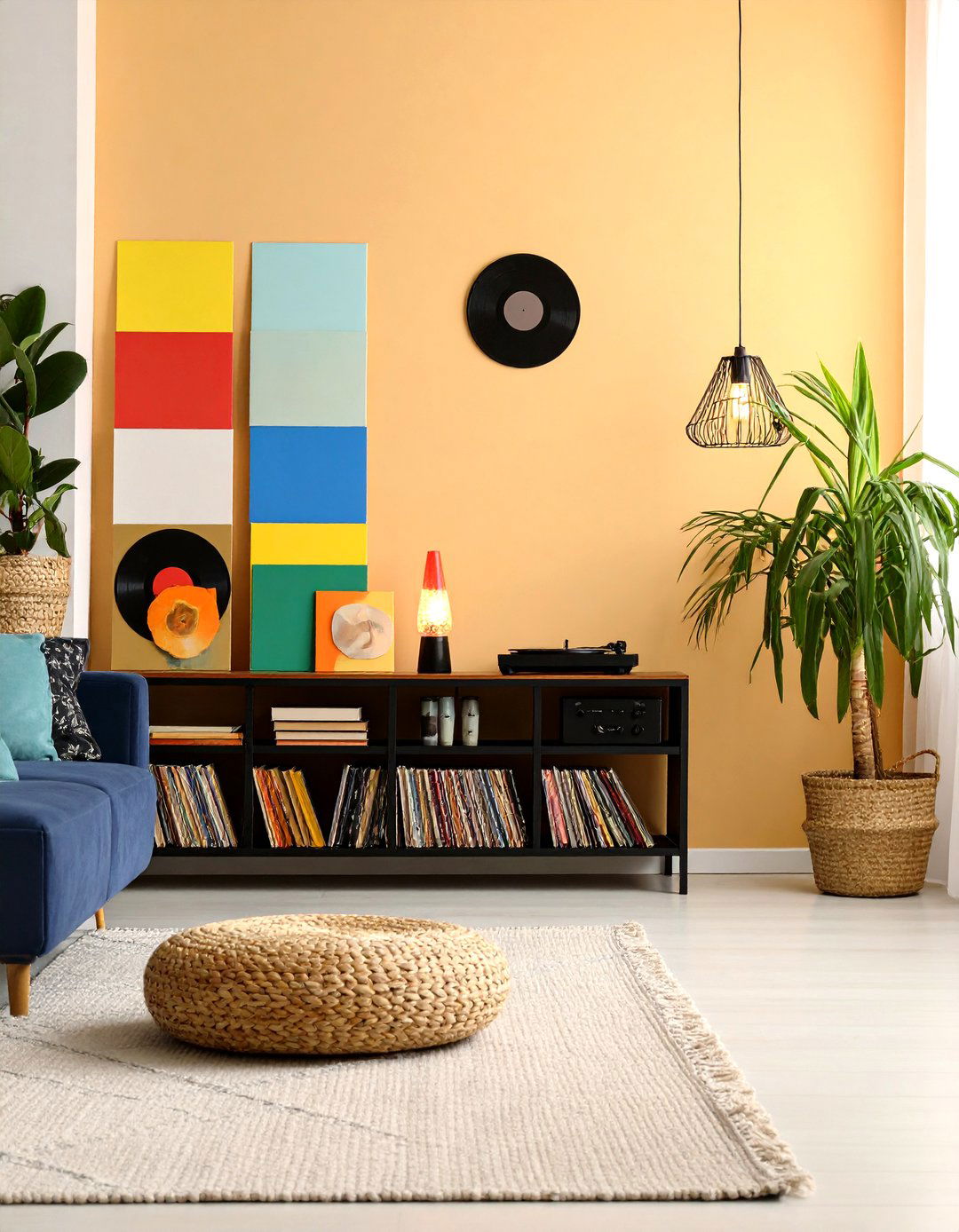 Vinyl Listening Lounge with Record Display - 20 Hippie Bedroom Ideas