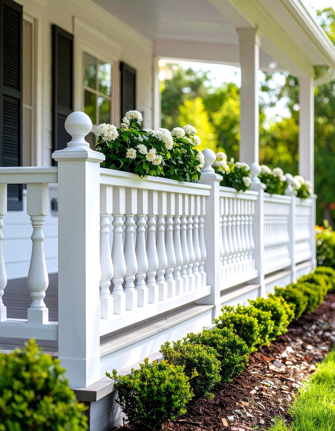 Vinyl Porch Railing with Decorative Elements - 20 Porch Railing Ideas