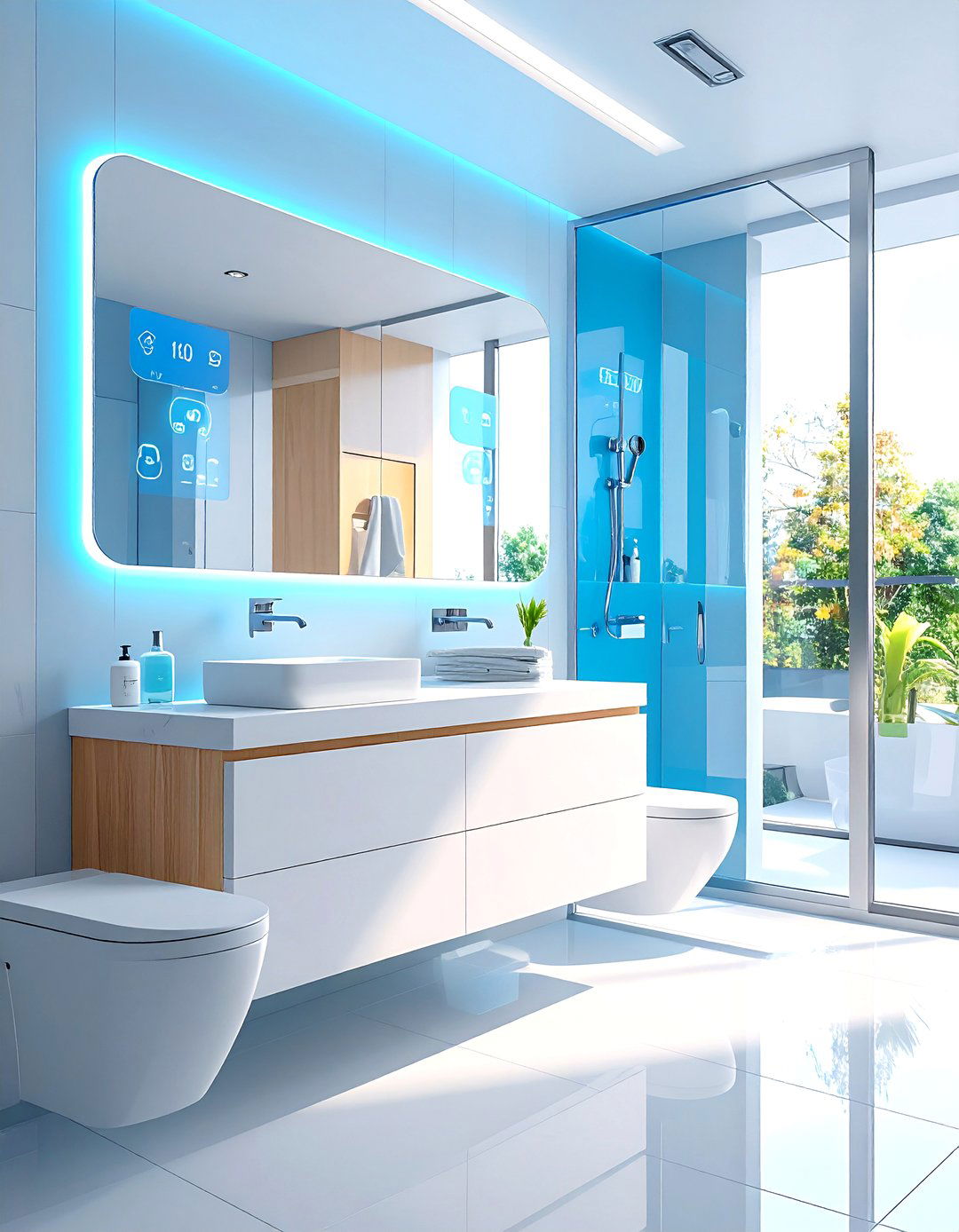 Voice Controlled Smart Mirror Adds Hands Free Assistance - 20 Handicap Bathroom Ideas