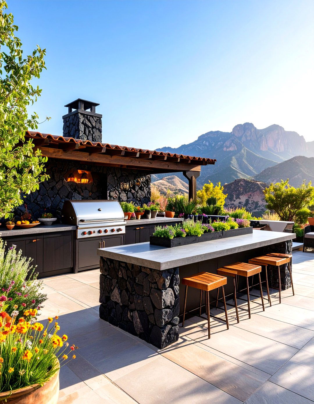 Volcanic Stone Mexican Outdoor Kitchen - 20 Mexican Outdoor Kitchen Ideas