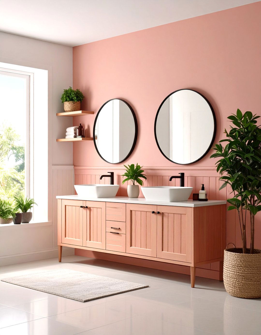 Wainscoting with Functional Ledge for Display - 20 Powder Room Wainscoting Ideas