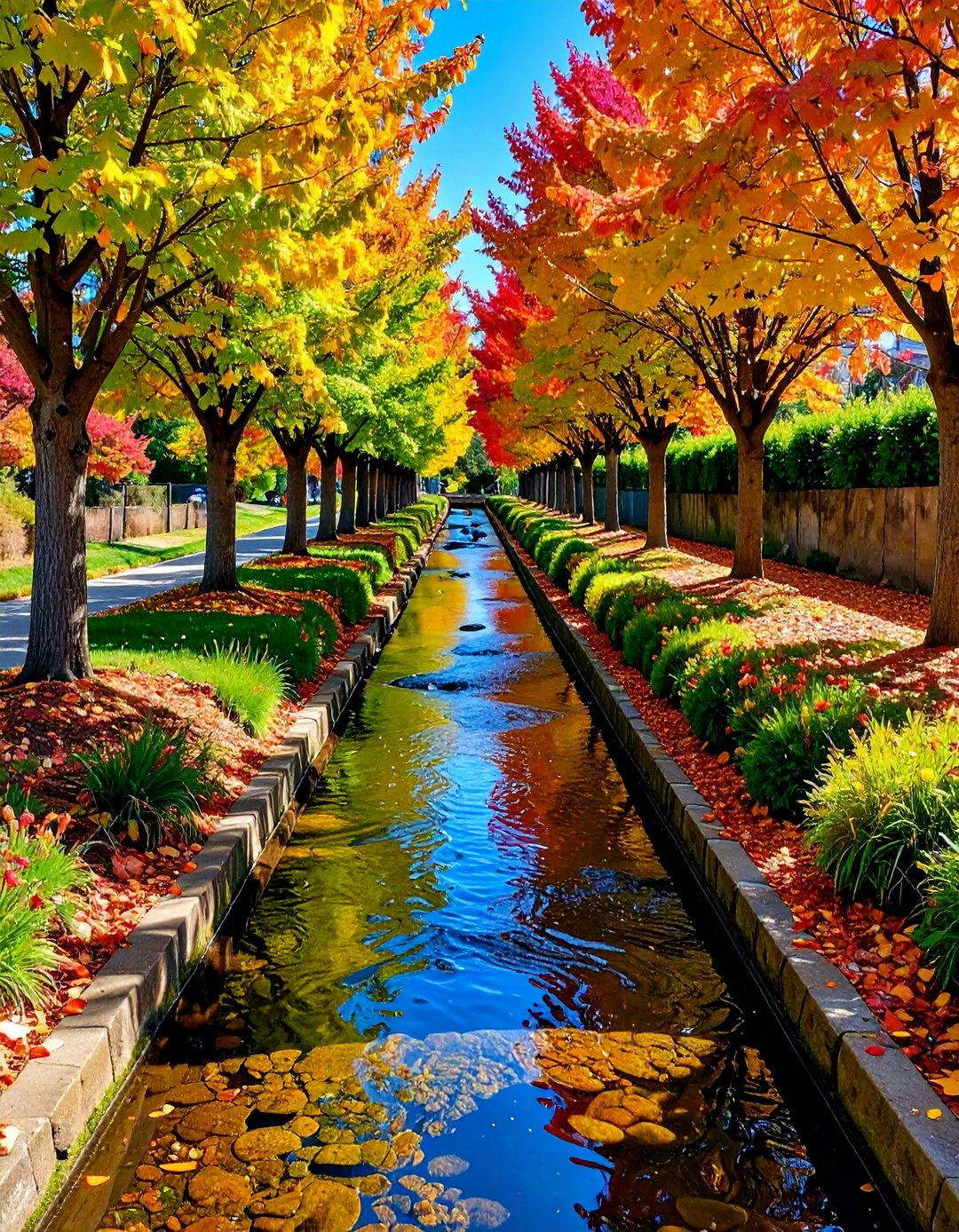 Walkway Lined with a Reflecting Water Rill - 20 Front Walkway Ideas