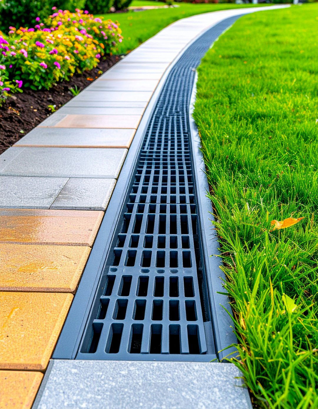 Walkway with Subtle Channel Drain for Wet Climates - 20 Front Walkway Ideas